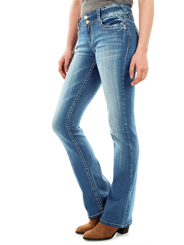 Mid-Rise Embroidered Curvy Bootcut Jeans