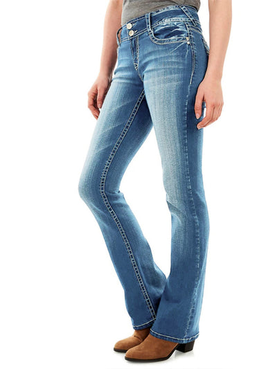 Mid-Rise Embroidered Curvy Bootcut Jeans