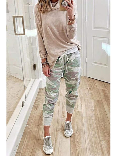 Cozy Camo Drawstring Jogger Pants