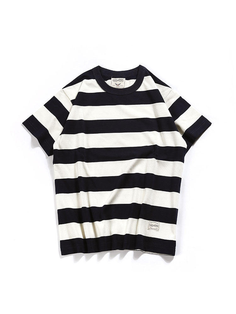 Camiseta de cuello redondo a rayas para hombre