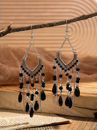 Pendientes colgantes con cuentas y borlas bohemias