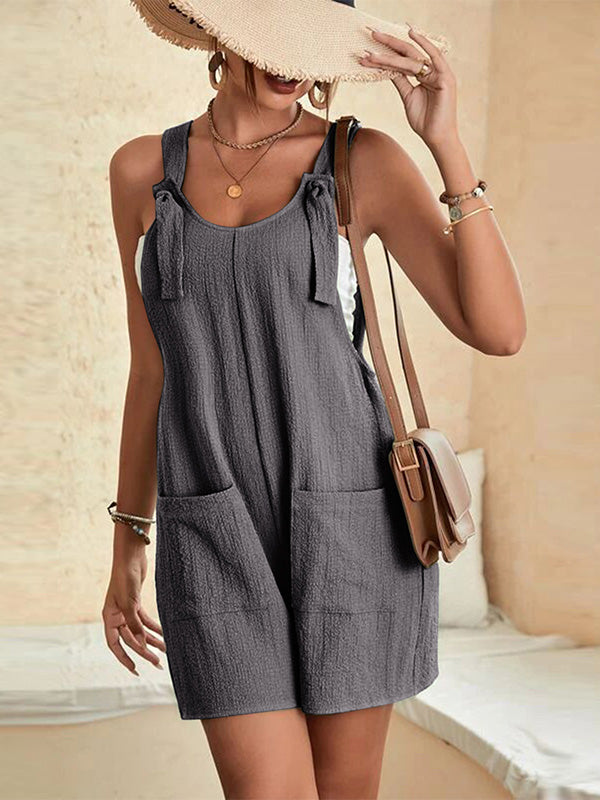 Women's Knotted Strap Casual Sleeveless Romper