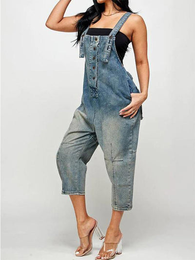 Salopette courte en jean pour femme