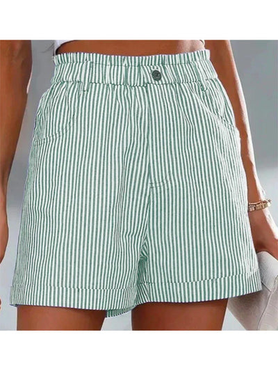 Women's Casual Cuffed Comfy Stripe Shorts