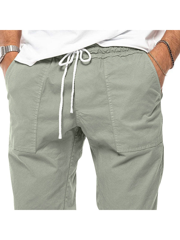 Pantalones de hombre 100 % lino con cordón