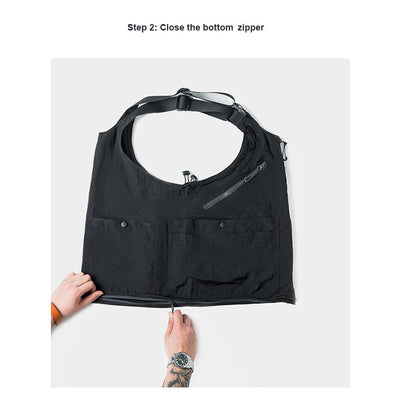 Multi-Pocket Sleeveless Vest Satchel Bag Dual-purpose Jacket