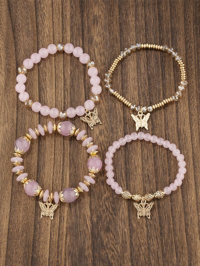 Pulsera Bohemia con Colgante de Mariposa de Cristal Multicapa