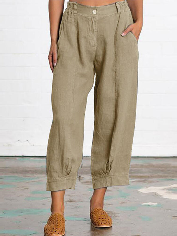 Solid Color Loose Casual Crop Pants