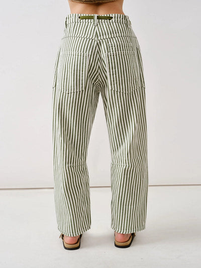 Railroad Stripe Relaxed Fit Barrel Pants