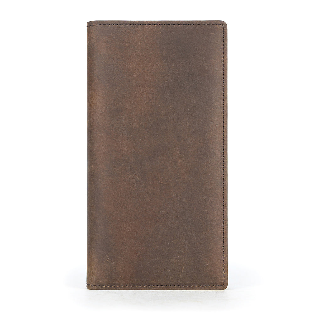 Men's Vintage-Inspired Crazy Horse Leather Long Wallet
