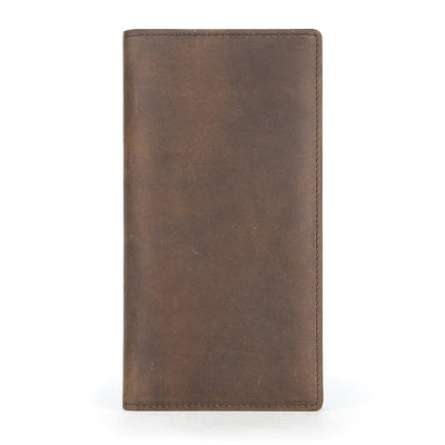 Men's Vintage-Inspired Crazy Horse Leather Long Wallet
