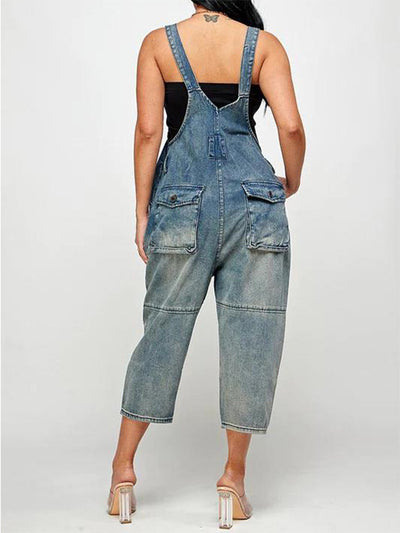 Salopette courte en jean pour femme