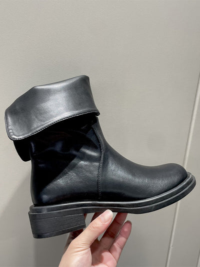 Vintage Sheepskin Slit Flap Flat Boots