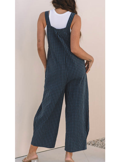 Women's Casual Plaid Wide-Leg Overalls