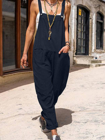 Women's Casual Loose Button Shoulder Strap Overalls
