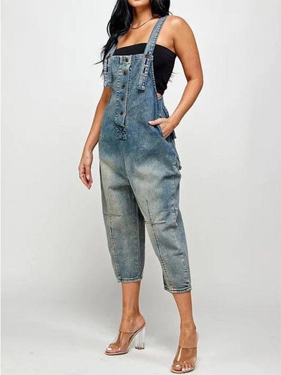 Salopette courte en jean pour femme