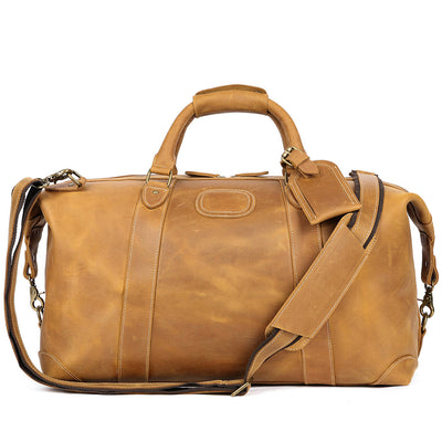 Vintage-Inspired Crazy Horse Leather Travel Duffel Bag