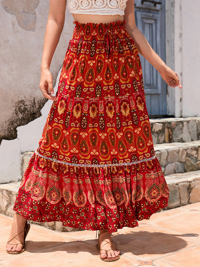 Bohemian Printed Pattern Patchwork Skirt