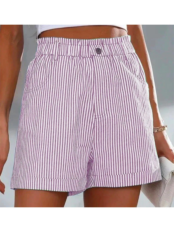 Women's Casual Cuffed Comfy Stripe Shorts