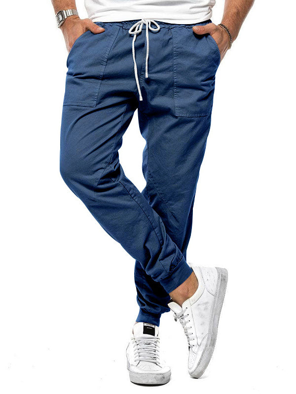 Pantalones de hombre 100 % lino con cordón