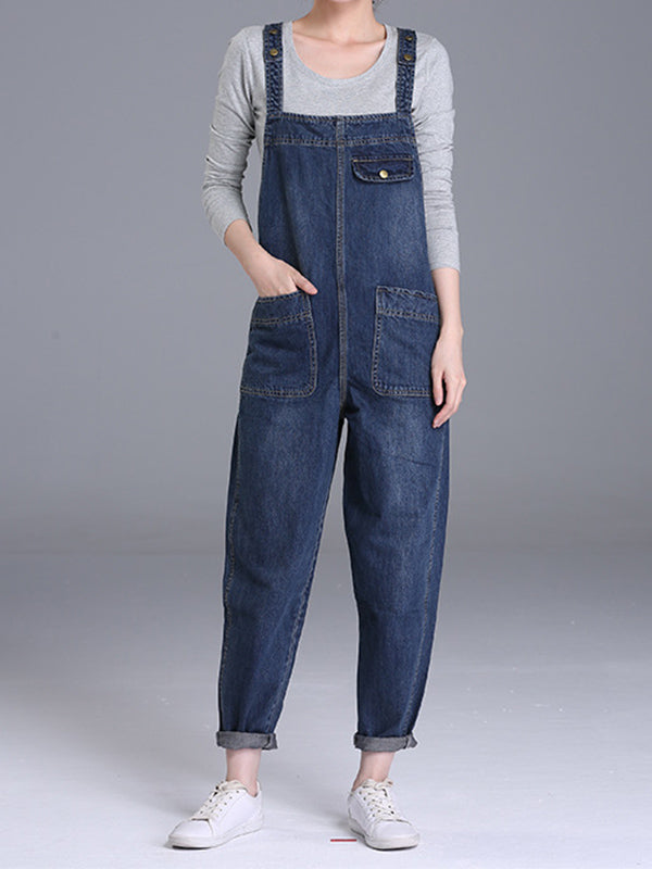 Salopette ample décontractée en denim pour femme