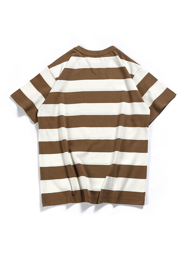Camiseta de cuello redondo a rayas para hombre