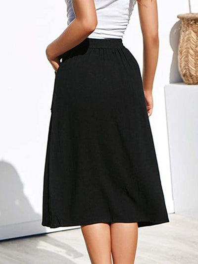 Women's Casual High Waist Button Skirt