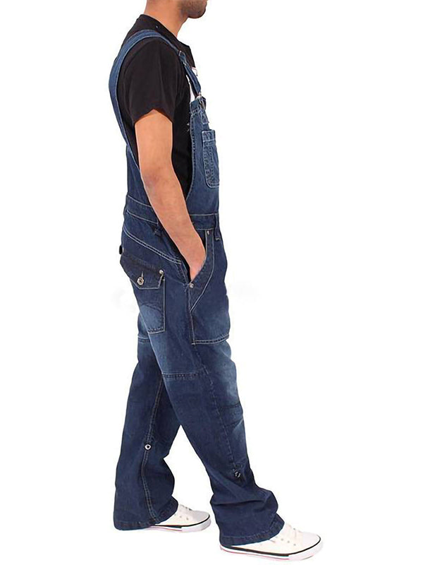 Relaxed Fit Work Dungarees Triple Seams Denim Overalls