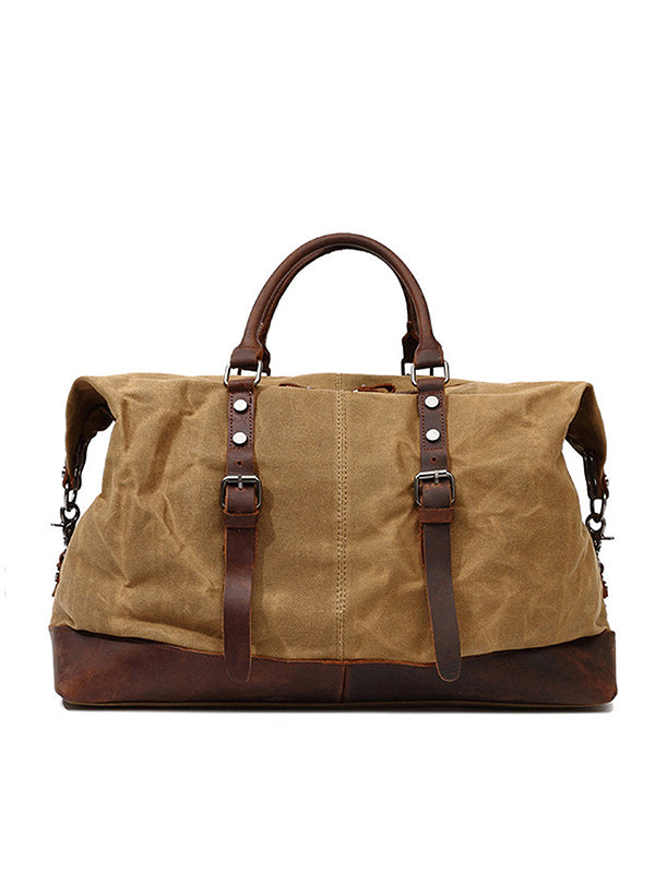 Classic Vintage Waxed Canvas Leather Holdall Bag