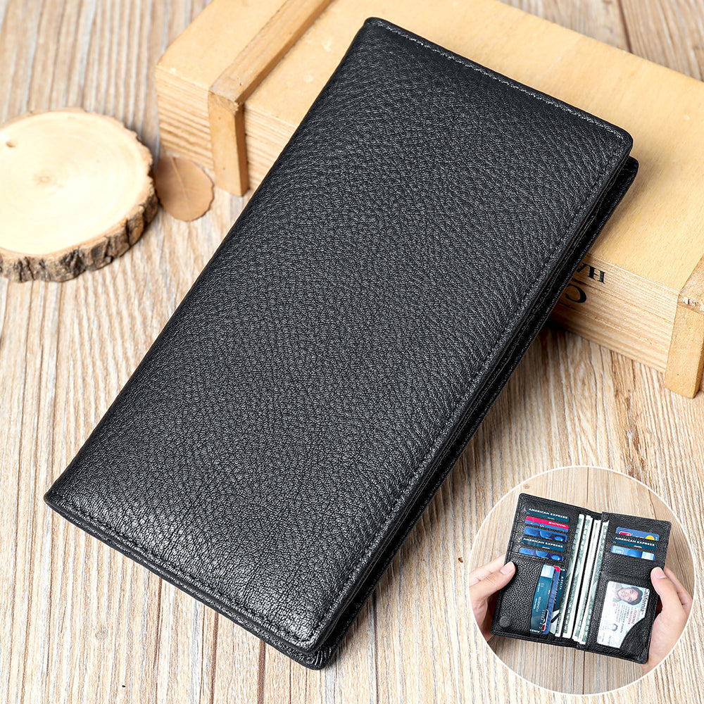 Men's Vintage-Inspired Crazy Horse Leather Long Wallet
