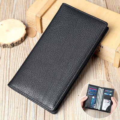Men's Vintage-Inspired Crazy Horse Leather Long Wallet