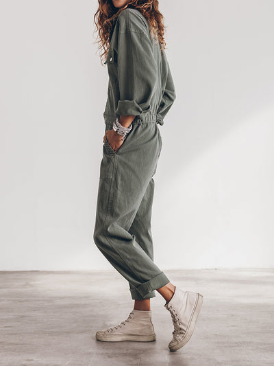 Women's Relaxed Fit Button Front Jumpsuit