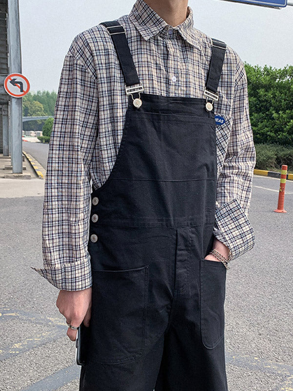 Unisex Vintage-Inspired Casual Pocket Overalls