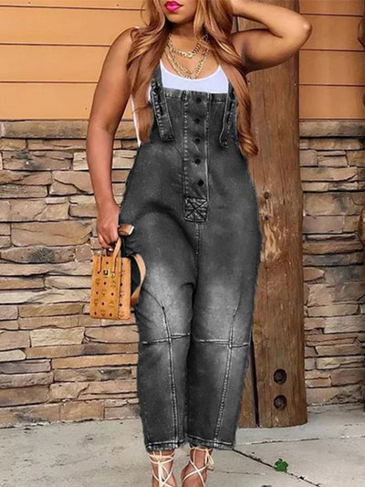 Salopette courte en jean pour femme