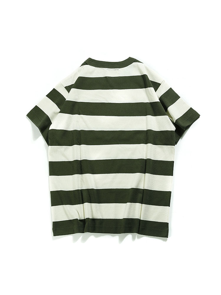 Camiseta de cuello redondo a rayas para hombre