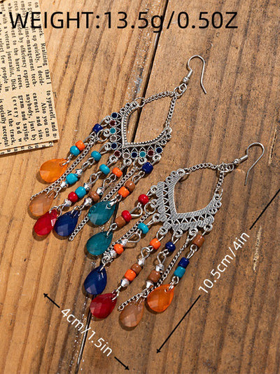 Pendientes colgantes con cuentas y borlas bohemias