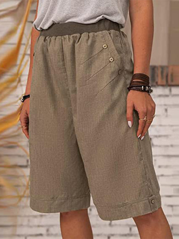 Short D'été Femme Mrat - Taille Haute élastique, Avec Poches, Pour Bureau, Plage Ou Détente (tailles 36-44)