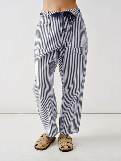 Railroad Stripe Relaxed Fit Barrel Pants