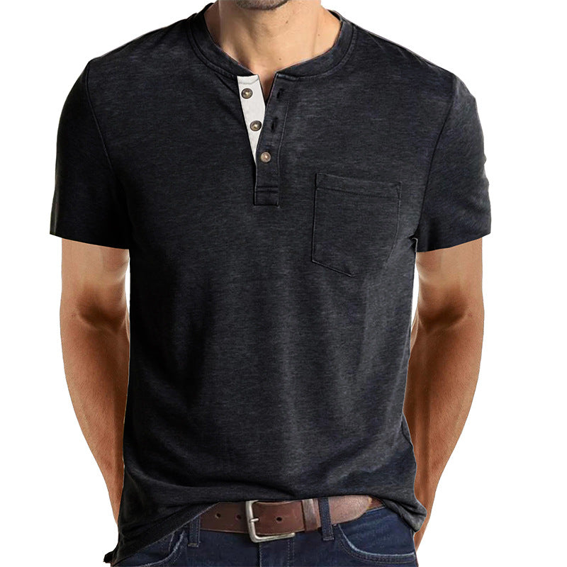 T-shirt à manches courtes de couleur unie pour hommes 