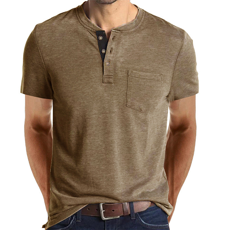 T-shirt à manches courtes de couleur unie pour hommes 