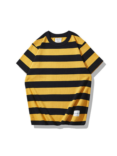 Camiseta de cuello redondo a rayas para hombre