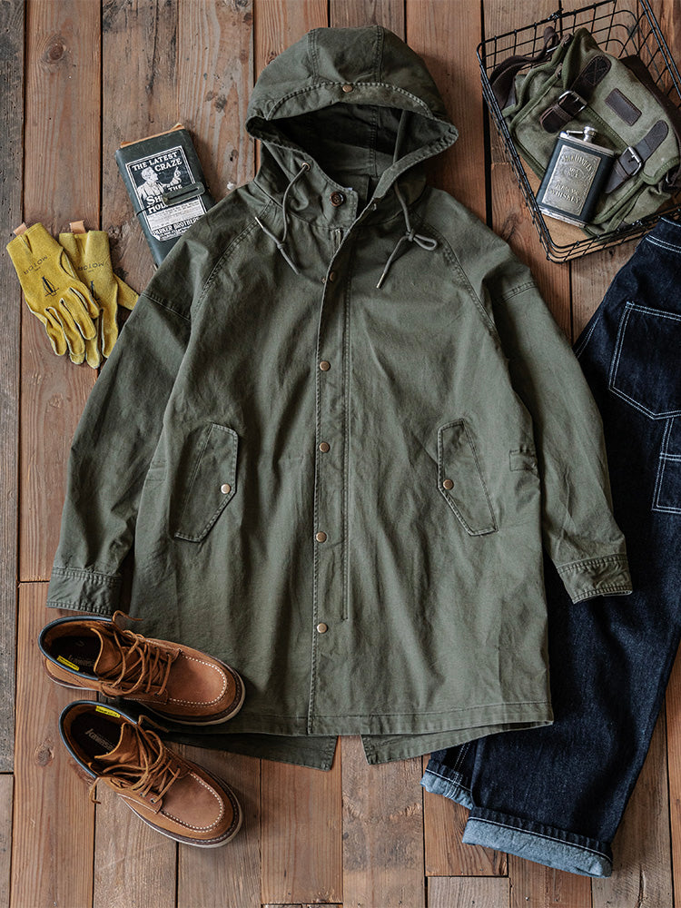 M51 M1951 Parka Men's Outdoor Windbreaker Fishtail Coat, Green