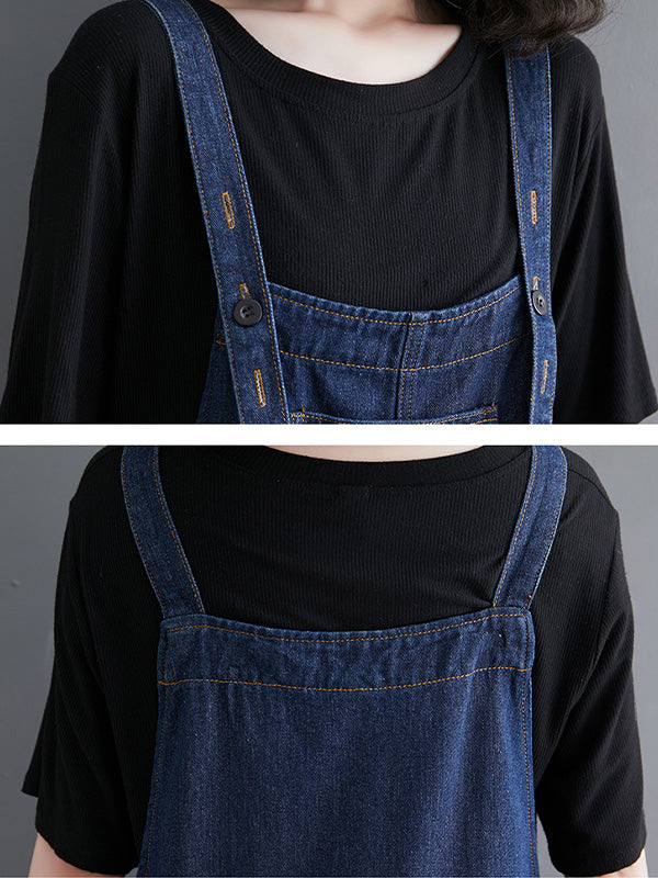 Salopette ample en jean à poches multiples pour femme
