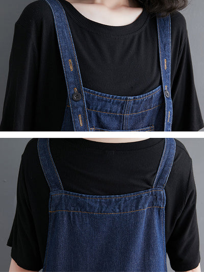 Salopette ample en jean à poches multiples pour femme