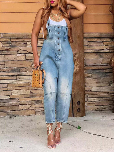 Salopette courte en jean pour femme