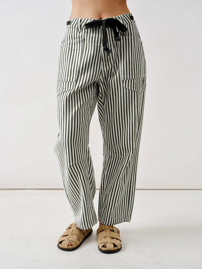 Railroad Stripe Relaxed Fit Barrel Pants