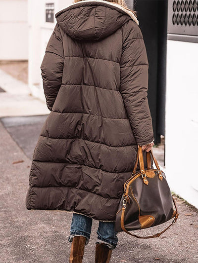 Manteau réversible en polaire pour femme Veste chaude à capuche et manches longues