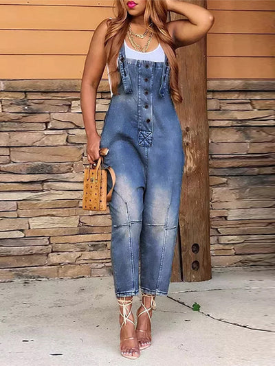 Salopette courte en jean pour femme