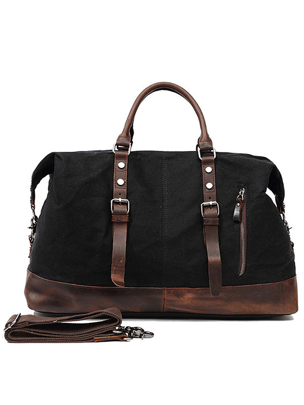 Classic Vintage Waxed Canvas Leather Holdall Bag