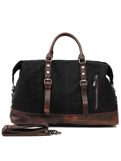 Classic Vintage Waxed Canvas Leather Holdall Bag
